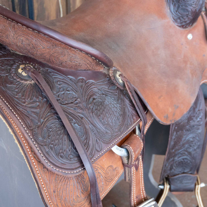 15.5" USED JEFF SMITH COW HORSE SADDLE
