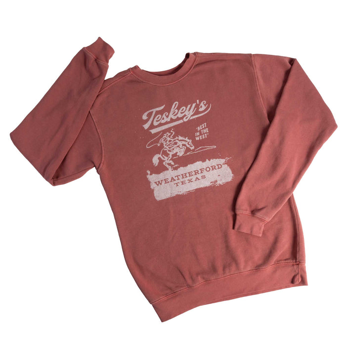 Teskey's Bronco Fleece Crew Sweatshirt - Red