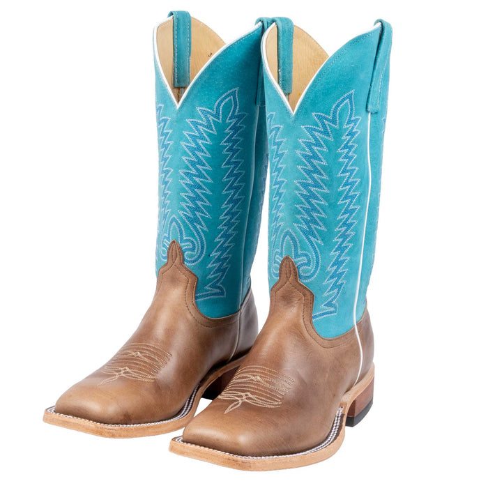 Anderson Bean Men's Square Toe Brown Marine Field Turquoise Western Boot MEN - Footwear - Western Boots Anderson Bean Boot Co.