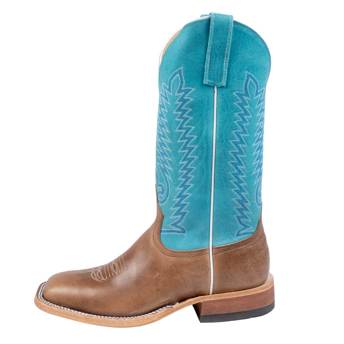 Anderson Bean Men's Square Toe Brown Marine Field Turquoise Western Boot MEN - Footwear - Western Boots Anderson Bean Boot Co.