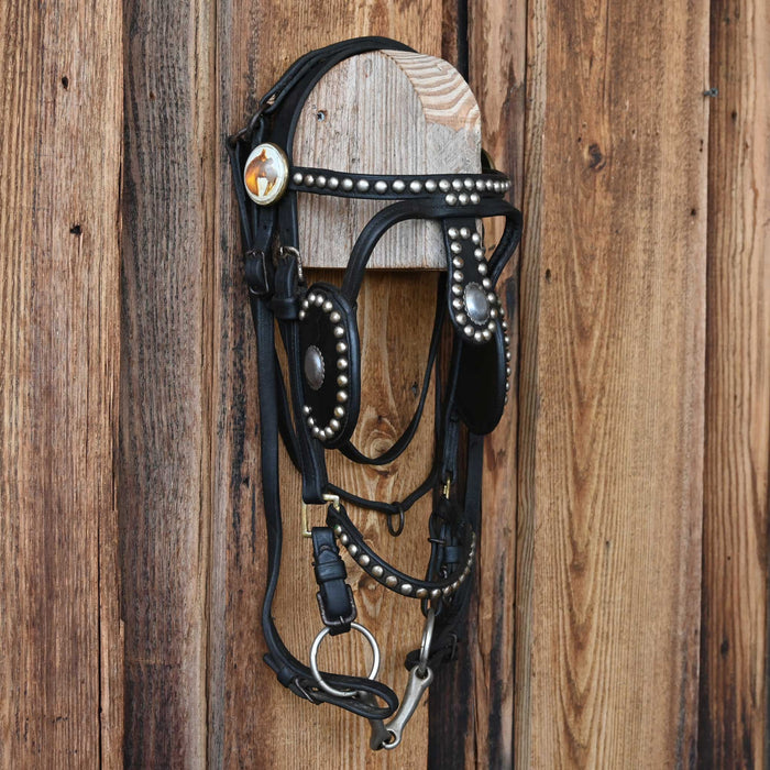 Vintage Driving Bridle w/Glass Rosettes