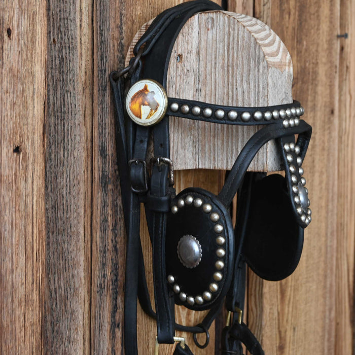 Vintage Driving Bridle w/Glass Rosettes