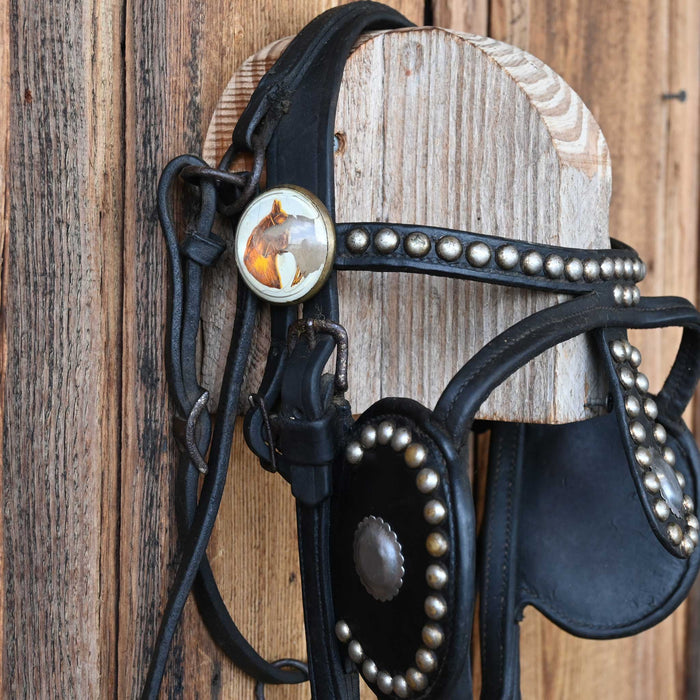 Vintage Driving Bridle w/Glass Rosettes