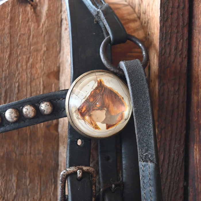 Vintage Driving Bridle w/Glass Rosettes