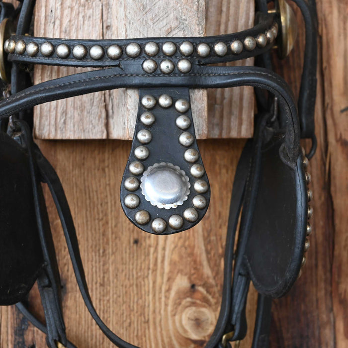 Vintage Driving Bridle w/Glass Rosettes