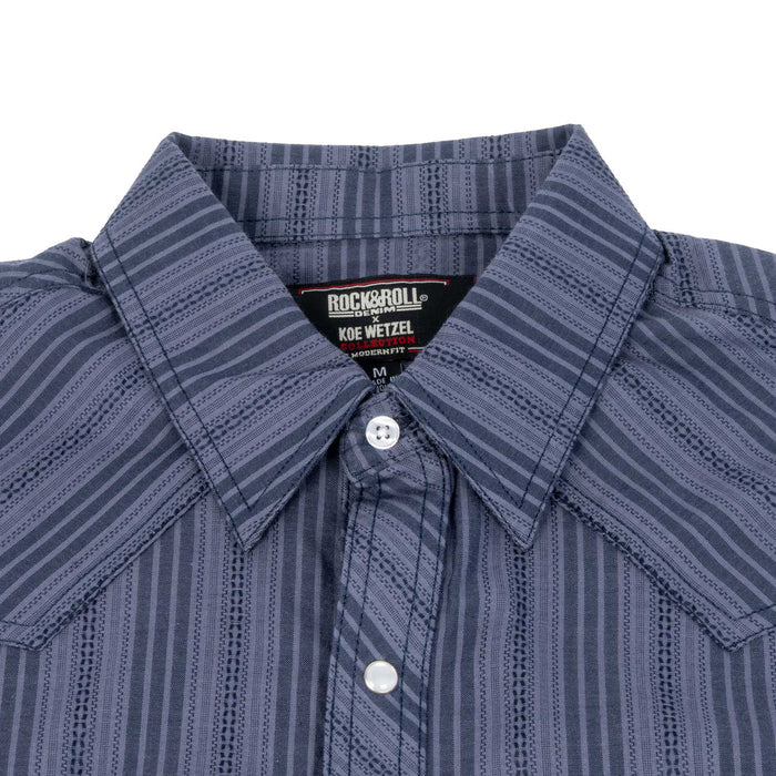 Rock & Roll Denim Men's Stripe Koe Wetzel Pearl Snap Western Shirt MEN - Clothing - Shirts - Short Sleeve Panhandle