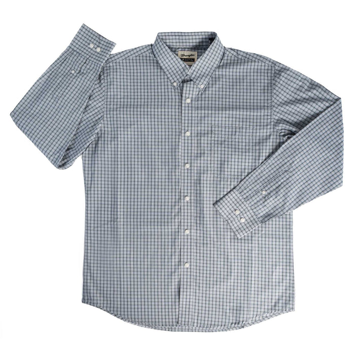 Wrangler Men's Riata Grey Checkered Button Down Shirt