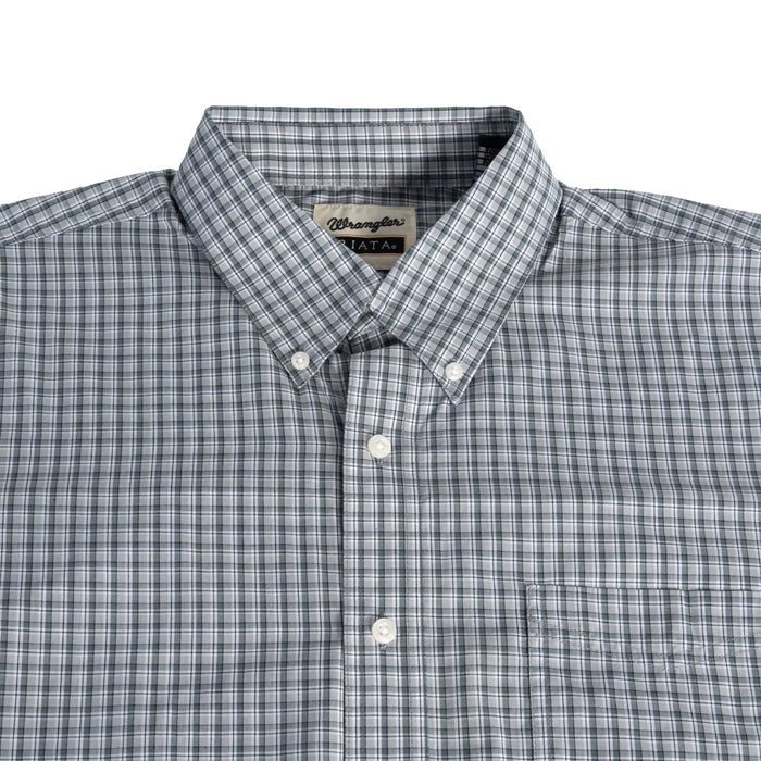 Wrangler Men's Riata Grey Checkered Button Down Shirt