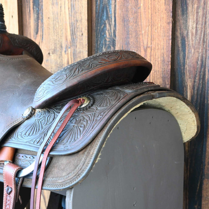 15" USED PATRICK SMITH TEAM ROPING SADDLE