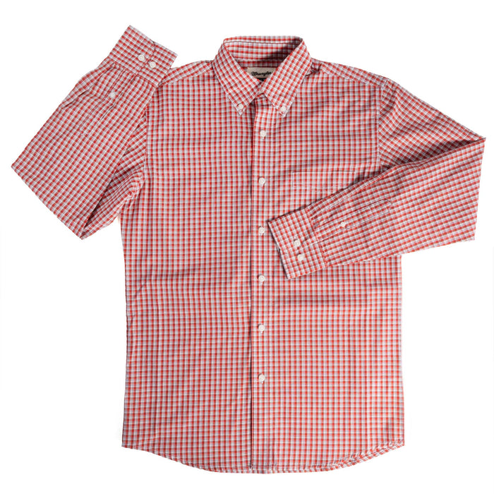 Wrangler Men's Riata Red Checkered Button Down Shirt