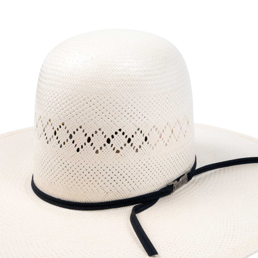 American Fancy Vent Solid Weave Ivory Open Crown Straw Hat - 4 1/4" HATS - STRAW HATS American Hat Co.