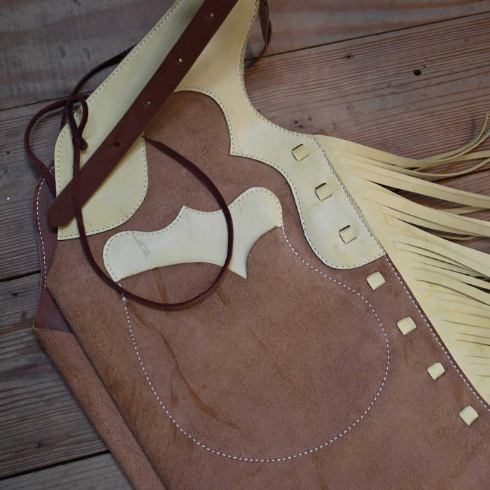 WLC Brown & Yellow Stepthrough Chaps with 1/2 Zips Tack - Chaps & Chinks WLC