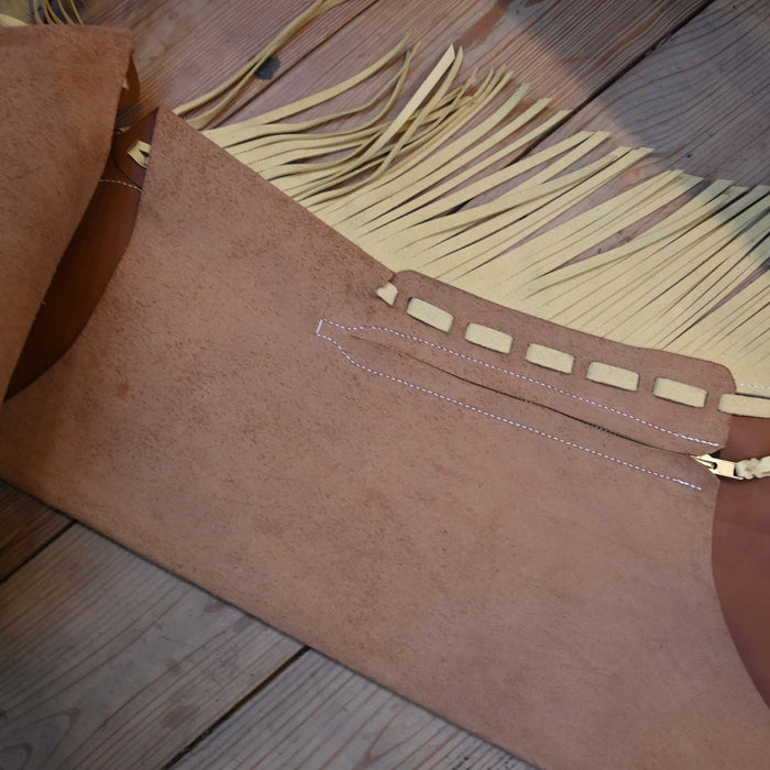 WLC Brown & Yellow Stepthrough Chaps with 1/2 Zips Tack - Chaps & Chinks WLC