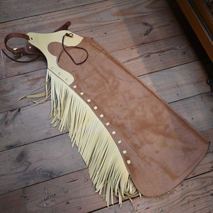 WLC Brown & Yellow Stepthrough Chaps with 1/2 Zips Tack - Chaps & Chinks WLC