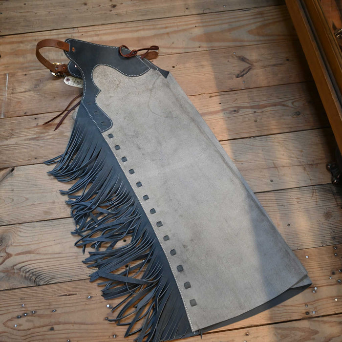 WLC Gray & Slate Blue Stepthrough Chaps with 1/2 Zips Tack - Chaps & Chinks WLC