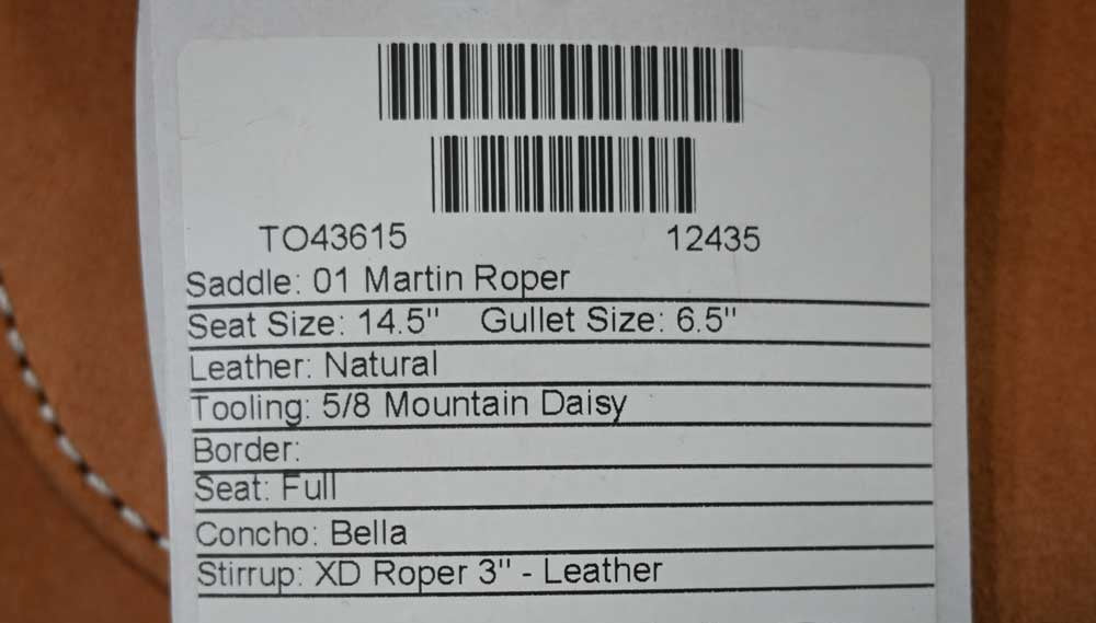 14.5" MARTIN ROPING SADDLE Saddles - New Martin Saddlery