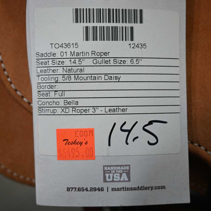 14.5" MARTIN ROPING SADDLE Saddles - New Martin Saddlery