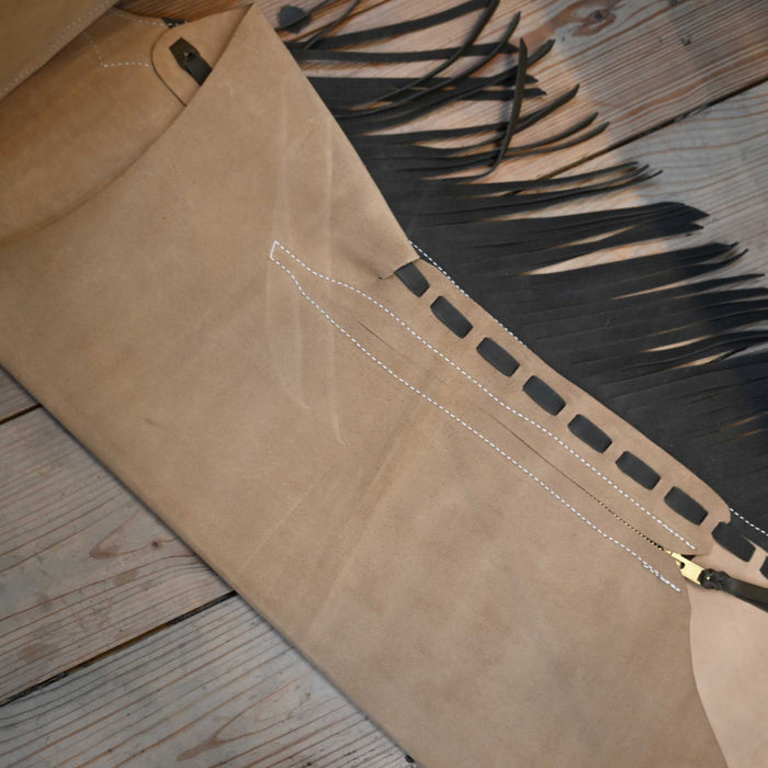 WLC Tan & Olive Stepthrough Chaps with 1/2 Zips Tack - Chaps & Chinks WLC