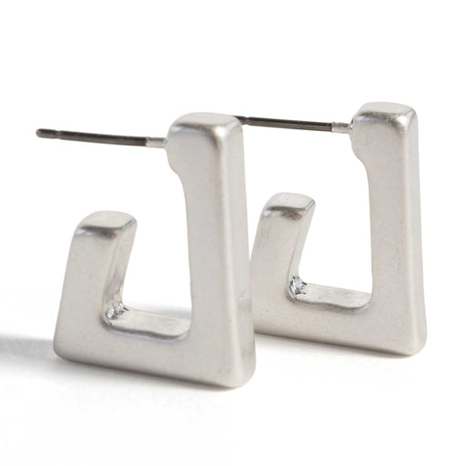 Rectangle Matte Silver Hoop Earrings WOMEN - Accessories - Jewelry - Earrings Betty Oh