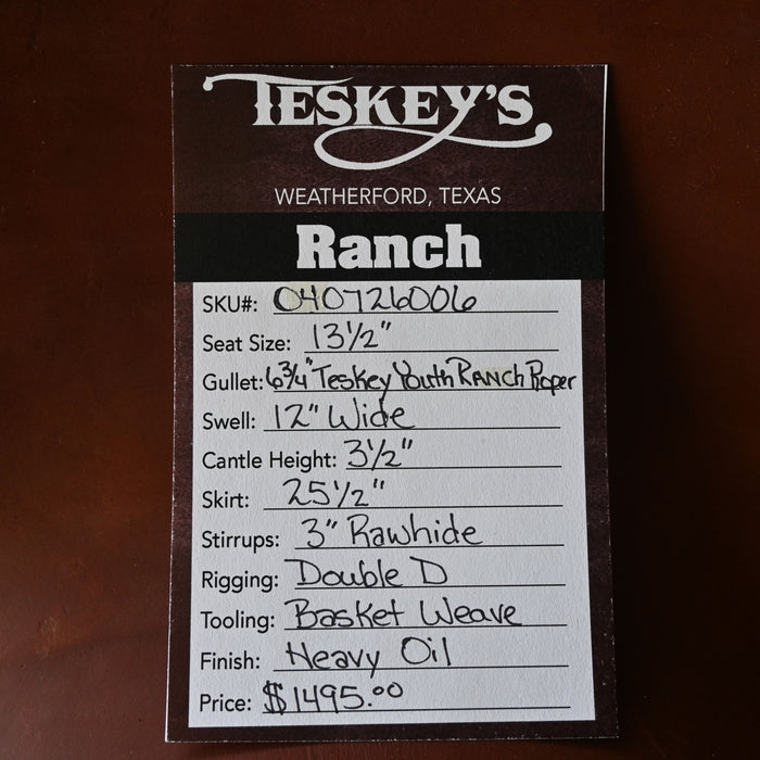 13.5" TESKEY'S YOUTH RANCH ROPER SADDLE