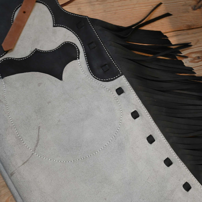 WLC Gray & Black Stepthrough Chaps with 1/2 Zips Tack - Chaps & Chinks WLC