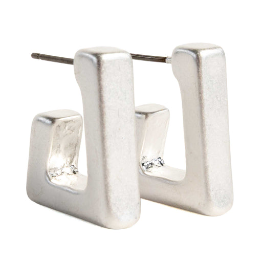 Rectangle Matte Silver Hoop Earrings WOMEN - Accessories - Jewelry - Earrings Betty Oh