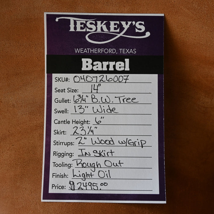 14" TESKEY'S BARREL SADDLE