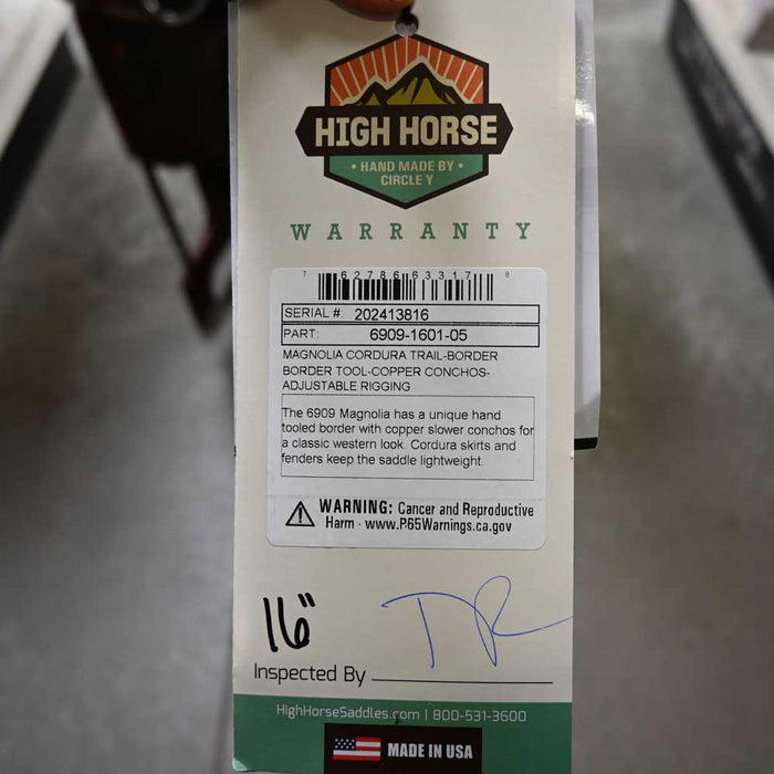 16" HIGH HORSE MAGNOLIA CORDURA TRAIL SADDLE Saddles - New High Horse
