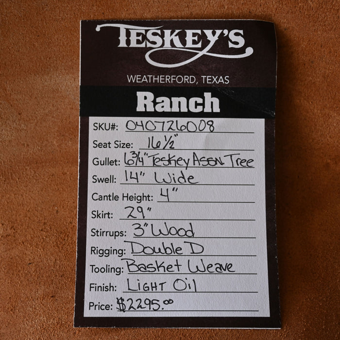 16.5" TESKEY'S RANCH ASSOCIATION SADDLE
