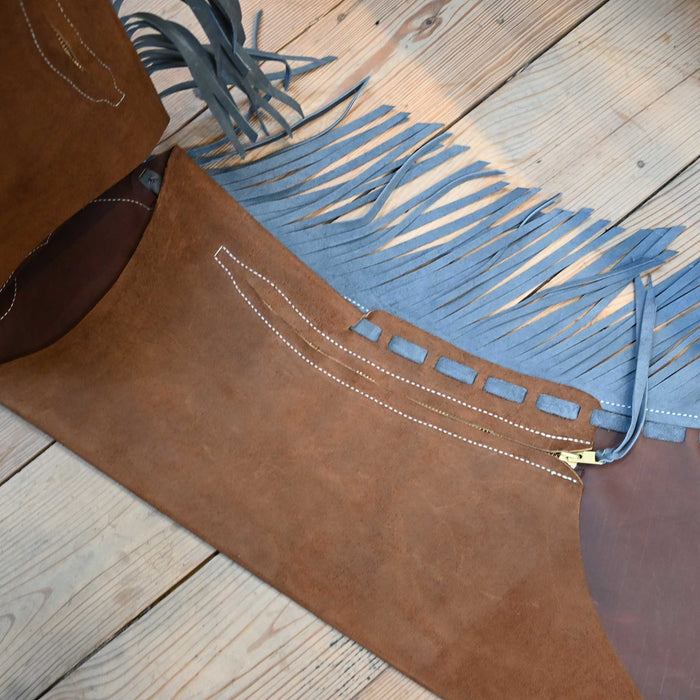 WLC Brown Stepthrough Chaps with 1/2 Zips Tack - Chaps & Chinks WLC