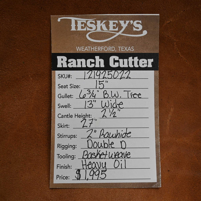 15" TESKEY'S RANCH CUTTER SADDLE