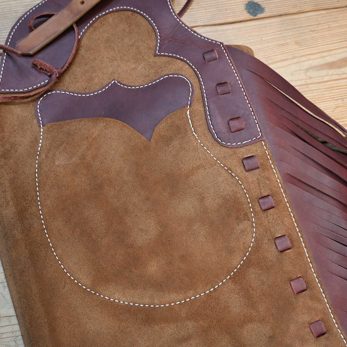 WLC Brown Stepthrough Chaps with 1/2 Zips Tack - Chaps & Chinks WLC