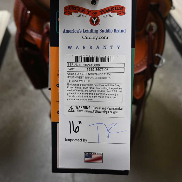 16" CIRCLE Y GREY FOREST ENDURANCE FLEX TRAIL SADDLE Saddles - New Circle Y Saddlery