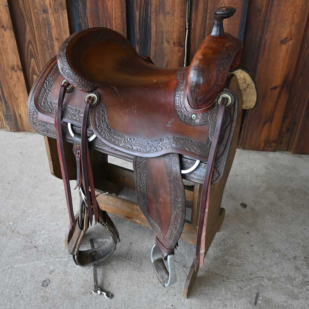 17" USED M.L. LEDDY MADE BY PAUL GARCIA RANCH CUTTING SADDLE Saddles M.L Leddy   