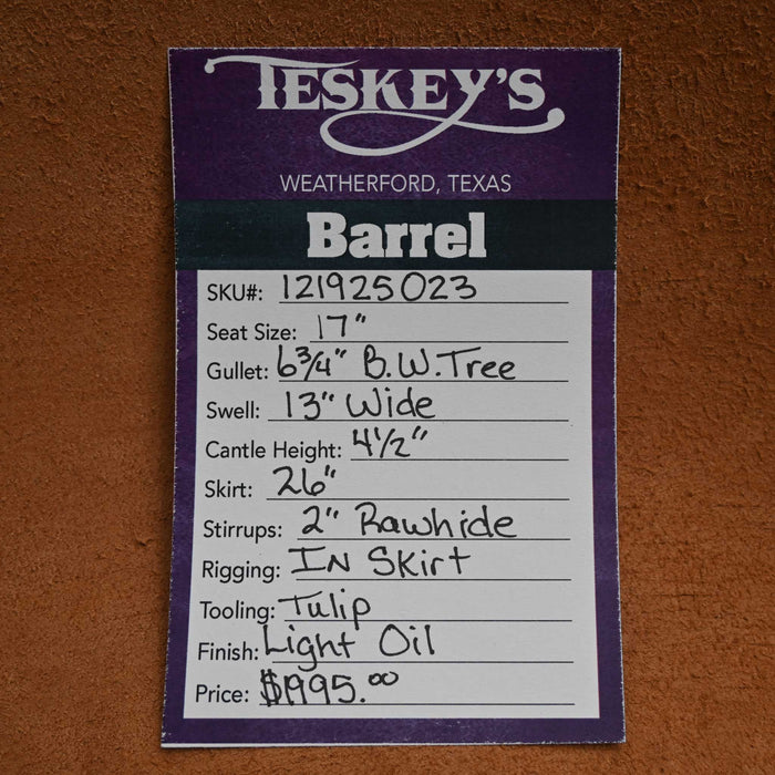 17" TESKEY'S BARREL SADDLE