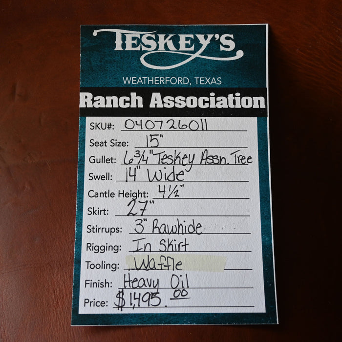 15" TESKEY'S RANCH ASSOCIATION SADDLE