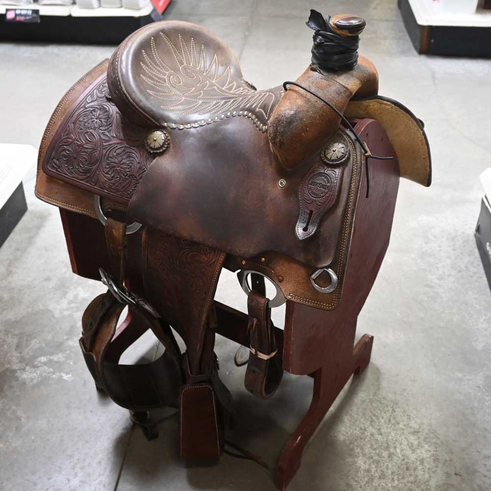 14" USED JEFF SMITH ROPING SADDLE Saddles Jeff Smith