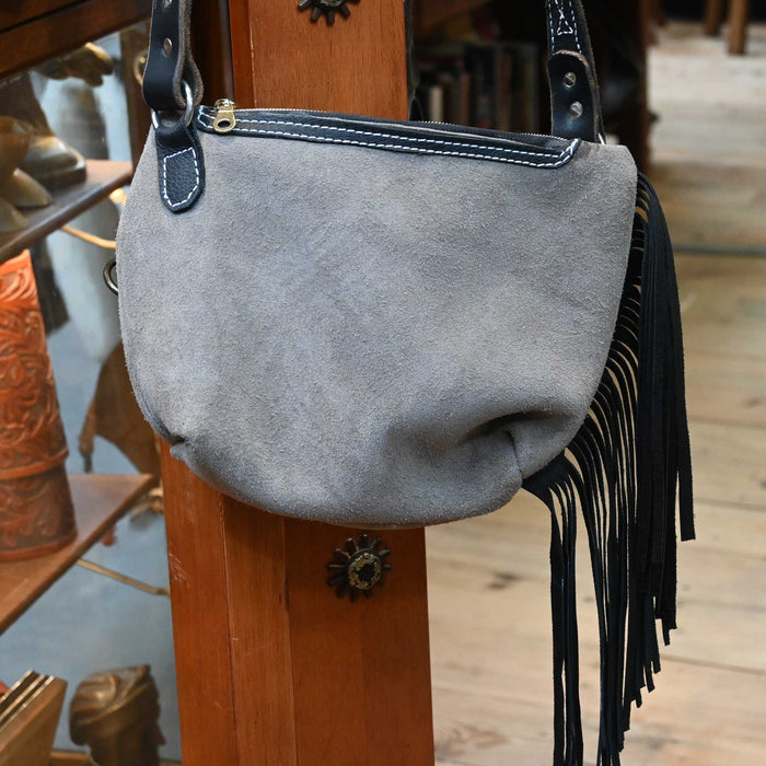 Handmade Gray & Black Crossbody Purse