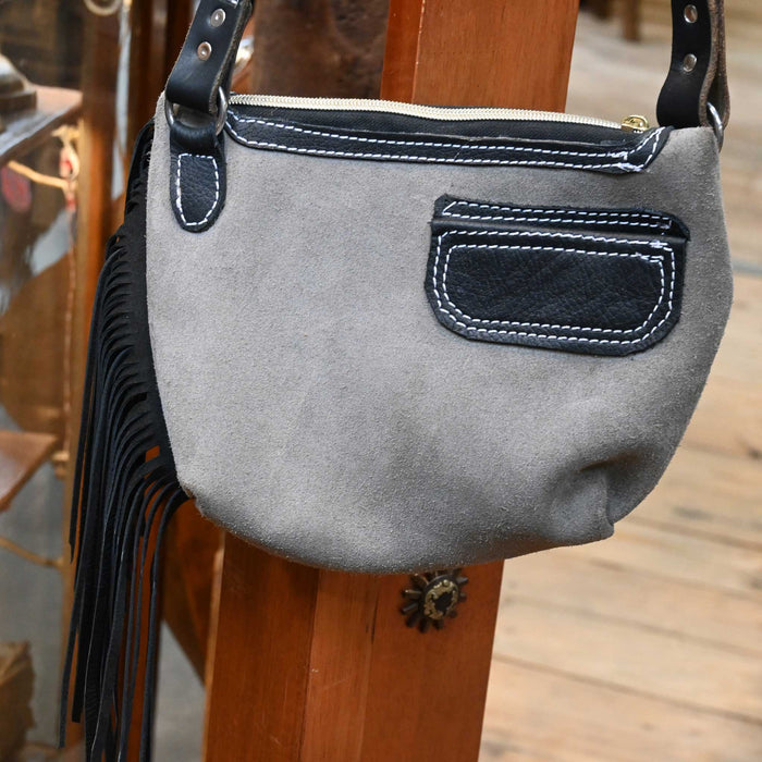 Handmade Gray & Black Crossbody Purse