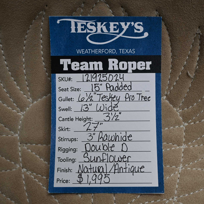 15" TESKEY'S TEAM ROPING SADDLE