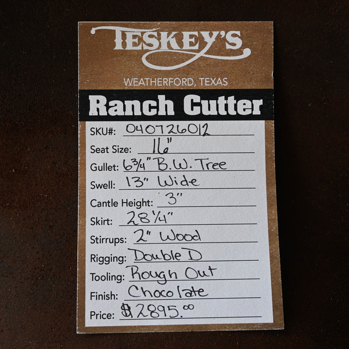 16" TESKEY'S PRO CUTTER RANCH CUTTER SADDLE