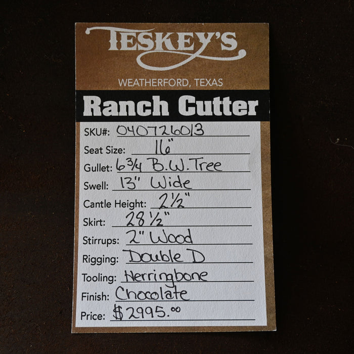 16" TESKEY'S PRO CUTTER RANCH CUTTER SADDLE