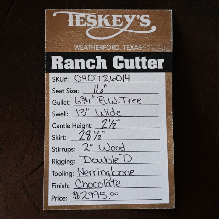 16" TESKEY'S PRO CUTTER RANCH CUTTER SADDLE