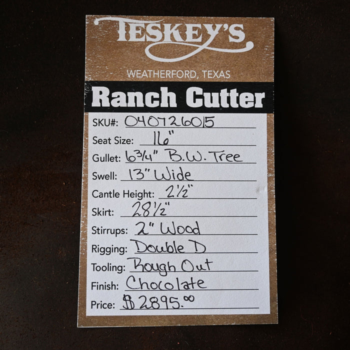 16" TESKEY'S PRO CUTTER RANCH CUTTER SADDLE
