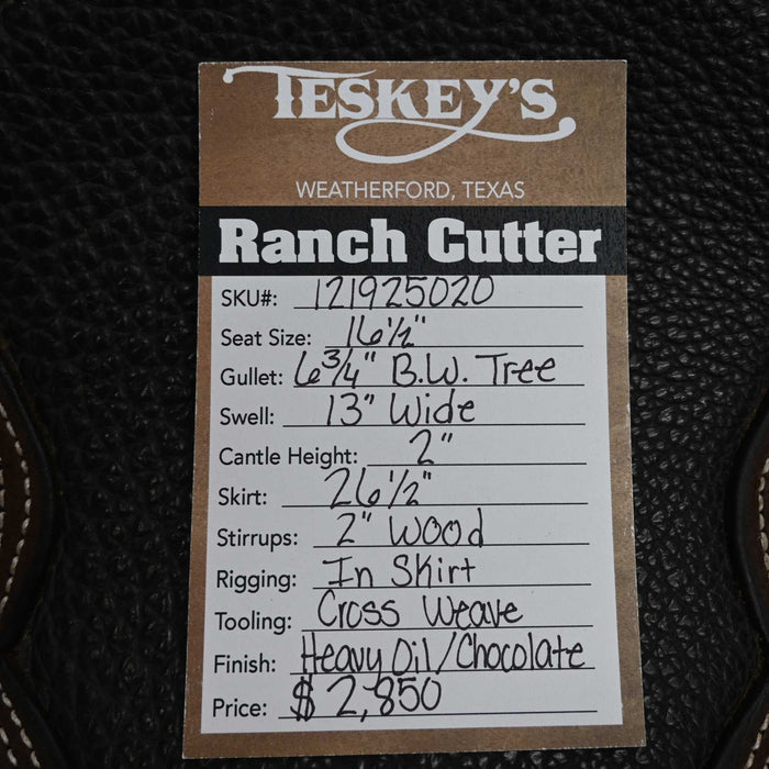 16.5" TESKEY'S PRO CUTTER RANCH CUTTER SADDLE
