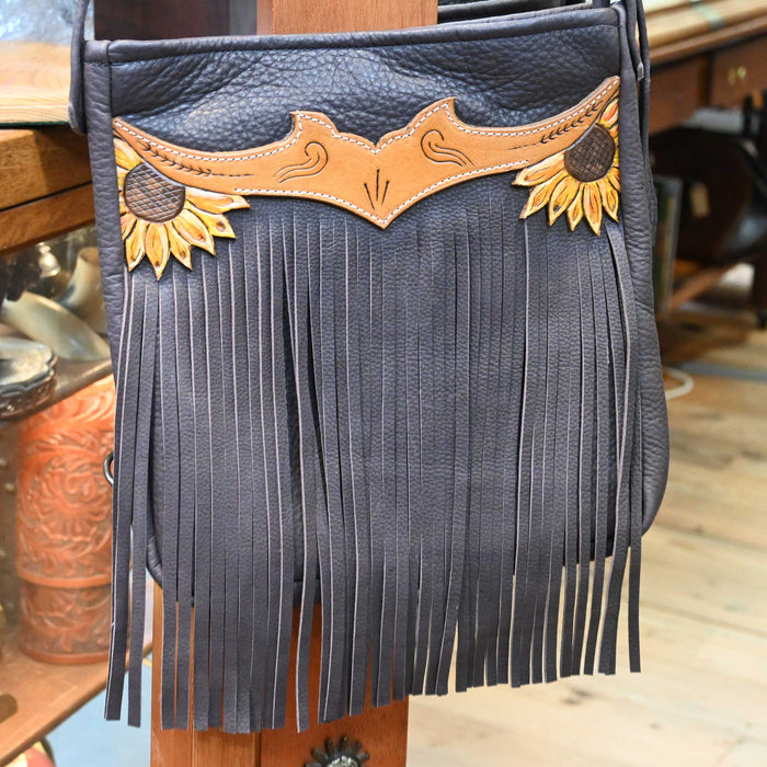 Handmade Cowboy Oasis Leather Tooled Flower Purse