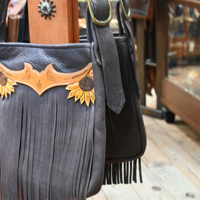 Handmade Cowboy Oasis Leather Tooled Flower Purse