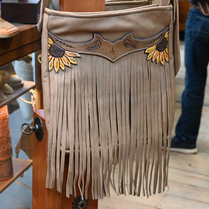 Handmade Cowboy Oasis Leather Tooled Flower Purse