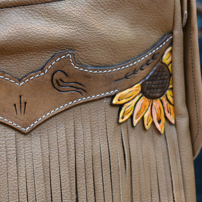 Handmade Cowboy Oasis Leather Tooled Flower Purse