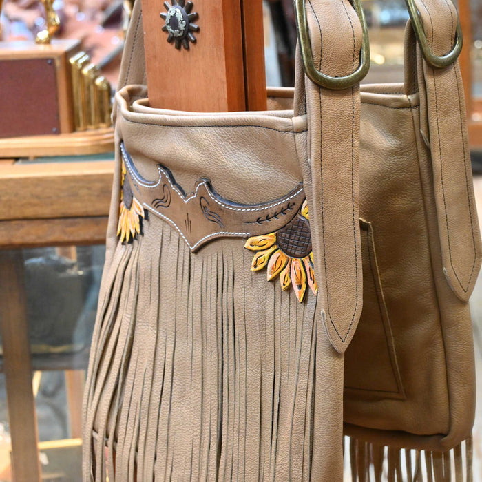 Handmade Cowboy Oasis Leather Tooled Flower Purse